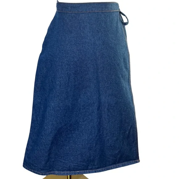 Vintage Denim Wrap Skirt Midi Made in Japan Kmart Adjustable Small - Picture 4 of 10